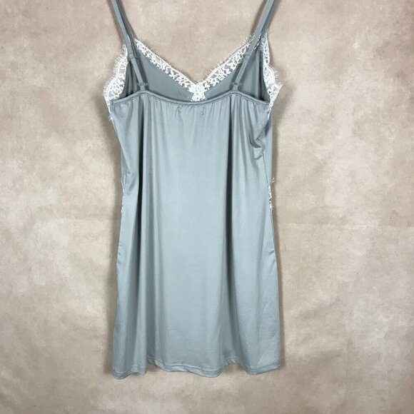 Nanette Lepore Gray Nightgown Chemise with Lace Inset LARGE - Picture 3 of 8